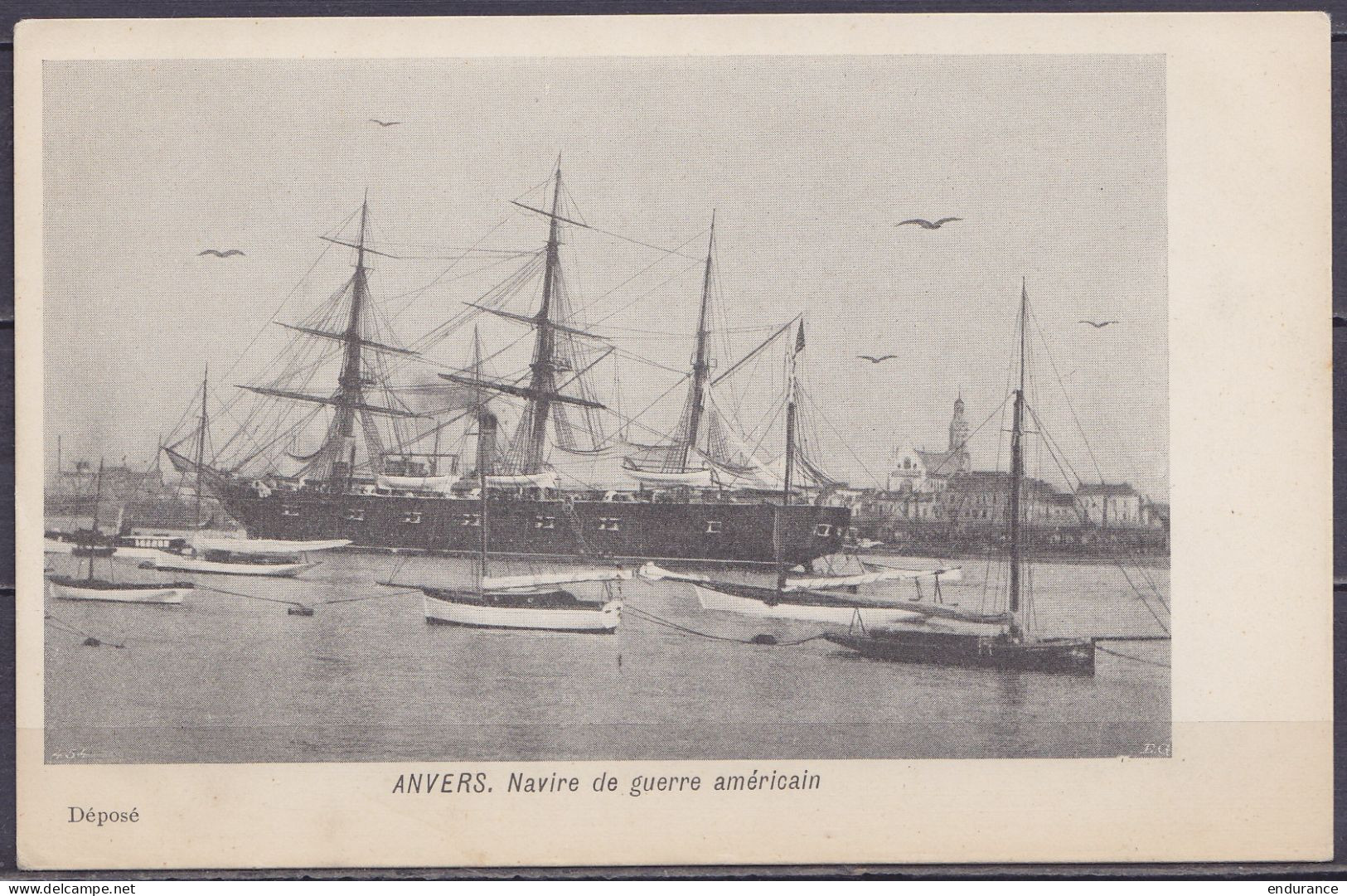 Anvers - Navire De Guerre Américain - CPA Neuve - Guerre