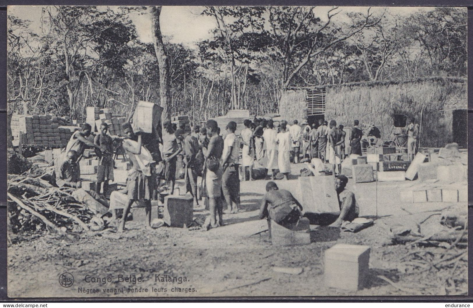Congo Belge Katanga - Porteurs Prenant Leurs Charges Juillet 1912 Pour TILFF - Congo Belge