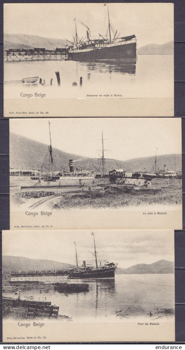 Congo Belge - Lot 3 CPA Neuves - Bateaux à Vapeur (steamer) à Matadi & Boma - Voir Scans - Congo Belge