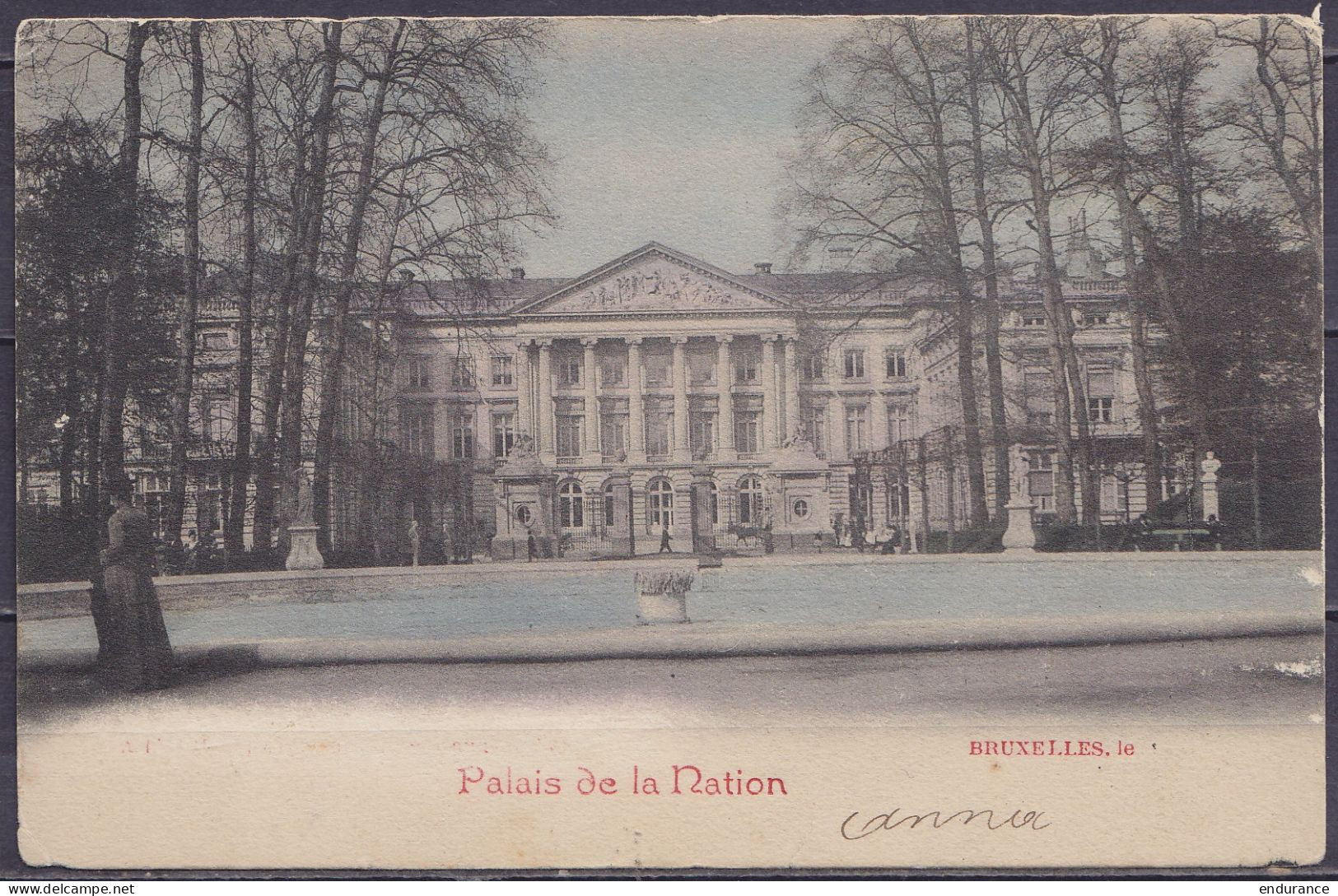 CPA Colorisée Palais De La Nation Affr. N°53 Càd BRUXELLES-BRUSSEL/ 13 JANV 1903 Pour E/V - A Servi Comme Support Pour 1 - 1893-1907 Coat Of Arms