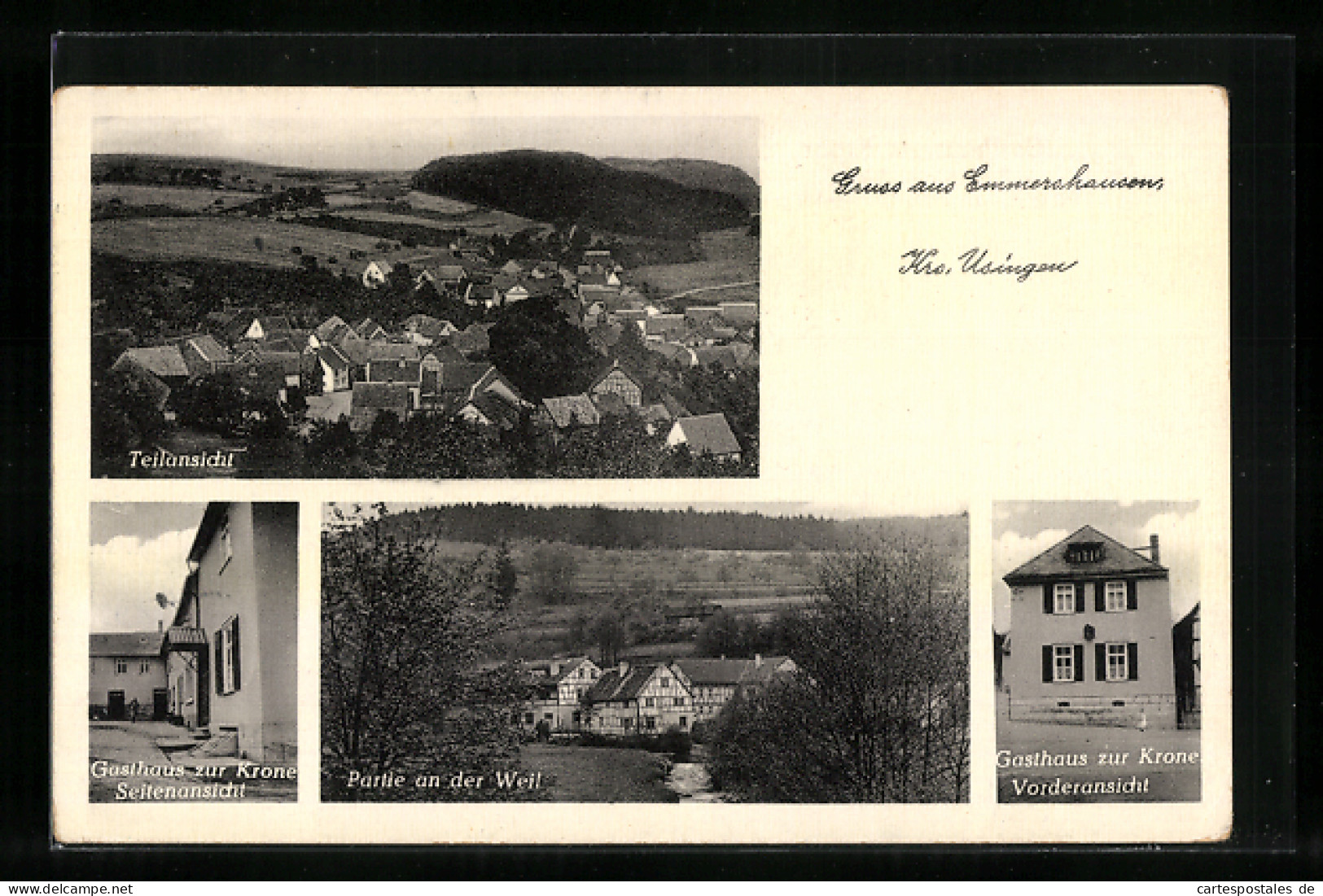 AK Emmershausen /Krs. Usingen, Gasthaus Zur Krone, Bes. Albert Rühl, Totalansicht  - Usingen