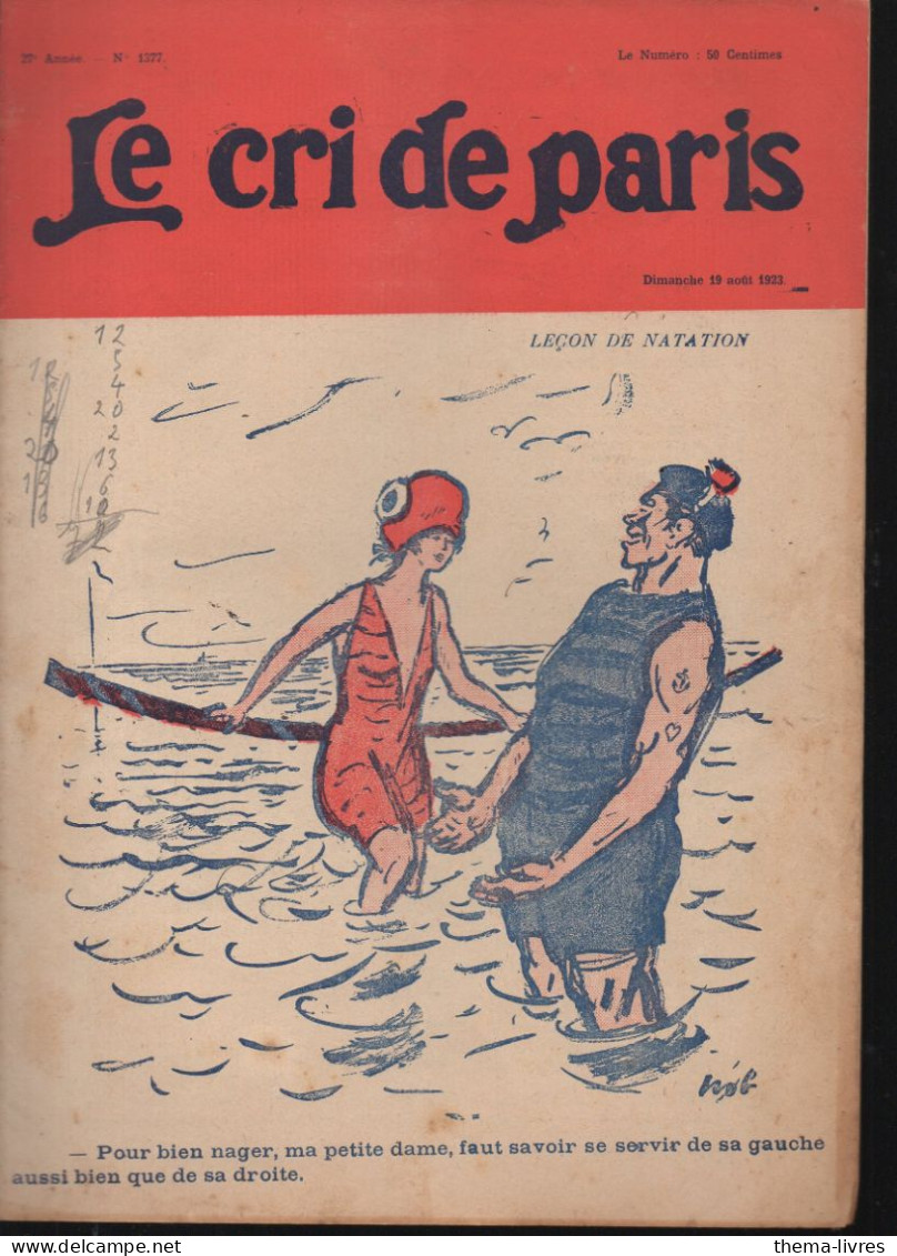 Revue   LE CRI DE PARIS  N° 1377 Aout 1923      (CAT4090 / 1377) - Humour