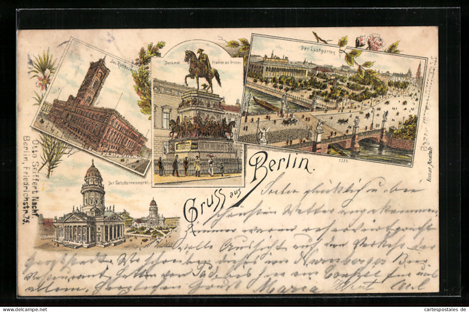 Lithographie Berlin, Rathaus, Denkmal Friedrich Des Grossen, Lustgarten, Gendarmenmarkt  - Mitte