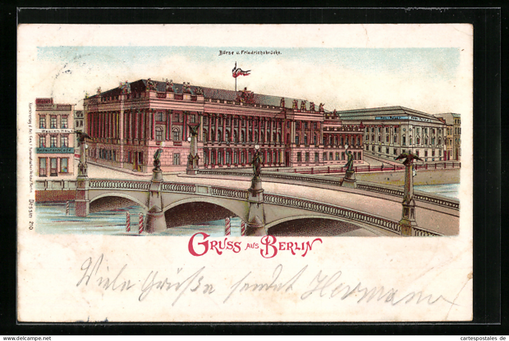 Lithographie Berlin, Börse, Friedrichsbrücke Und Burgstrasse  - Mitte