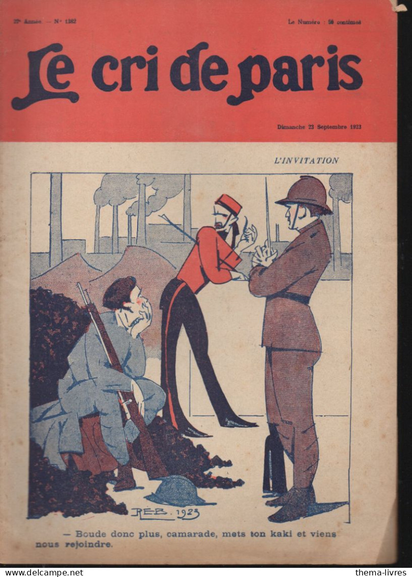 Revue   LE CRI DE PARIS  N° 1382 Septembre 1923  (pub MADELENE VIONNET Au Plat Inférieur)     (CAT4090 / 1382) - Humor