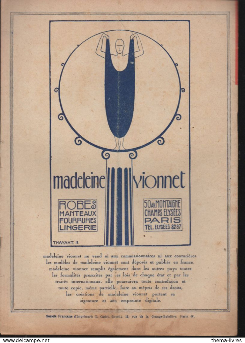 Revue   LE CRI DE PARIS  N° 1382 Septembre 1923  (pub MADELENE VIONNET Au Plat Inférieur)     (CAT4090 / 1382) - Humour