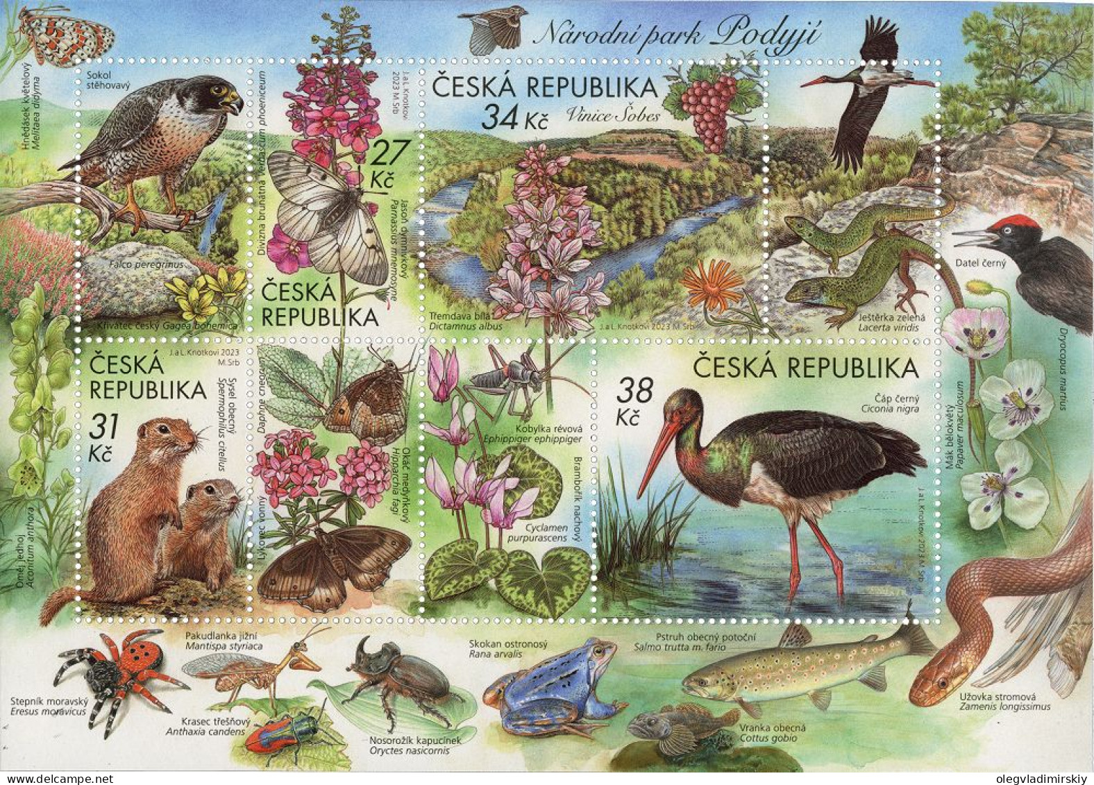Czech Tschechien Tchèque 2023 Podyjí National Park Birds Insects Flowers Mammals ... Set Of 4 Stamps In Block MNH - Autres & Non Classés