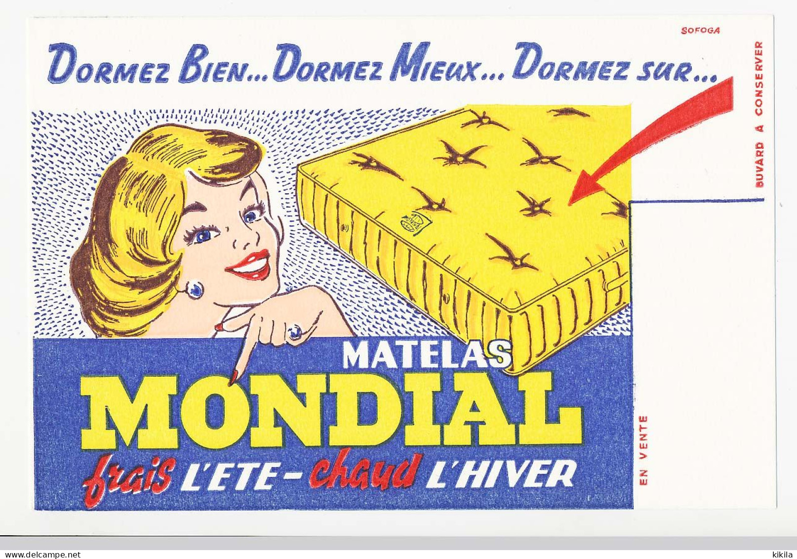 Buvard 20.4 X 13.5 Matelas MONDIAL Frais L'été Chaud L'hiver  Tête De Jeune Fille - Sonstige & Ohne Zuordnung