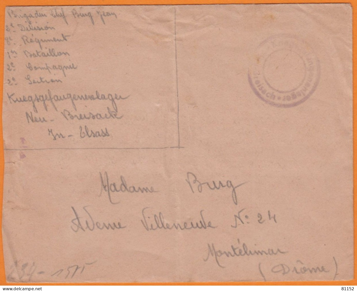 Lettre Avec CENSURE Allemande Juillet 1940 D'un Brigadier-Chef Du Camp De IN-ELSASS Pour MONTELIMAR - Oorlog 1939-45