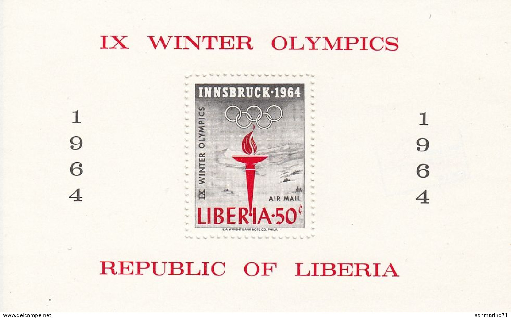 LIBERIA Block 31,unused - Invierno 1964: Innsbruck