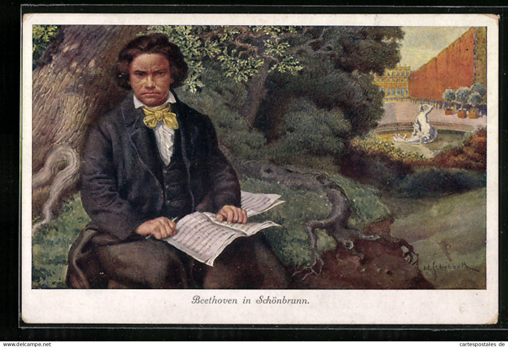 Künstler-AK H. Schubert: Wien, Komponist Ludwig Van Beethoven Im Park Des Schloss Schönbrunn  - Artiesten