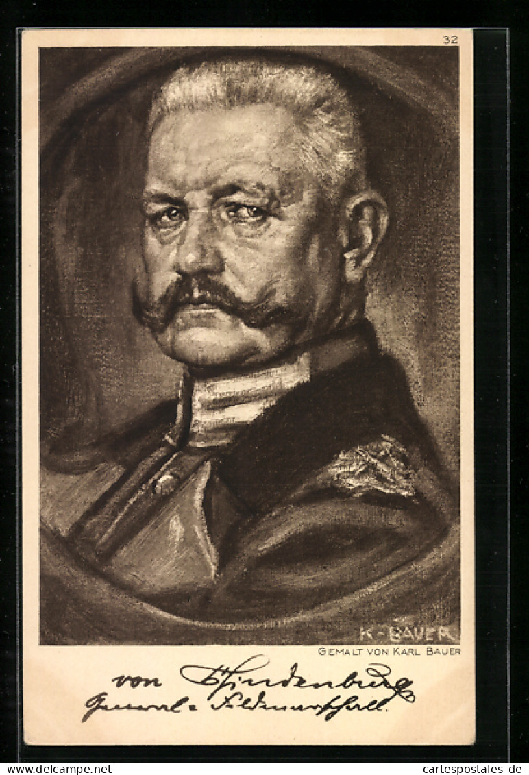 AK Portrait Paul Von Hindenburg Als Generalfeldmarschall  - Personnages Historiques
