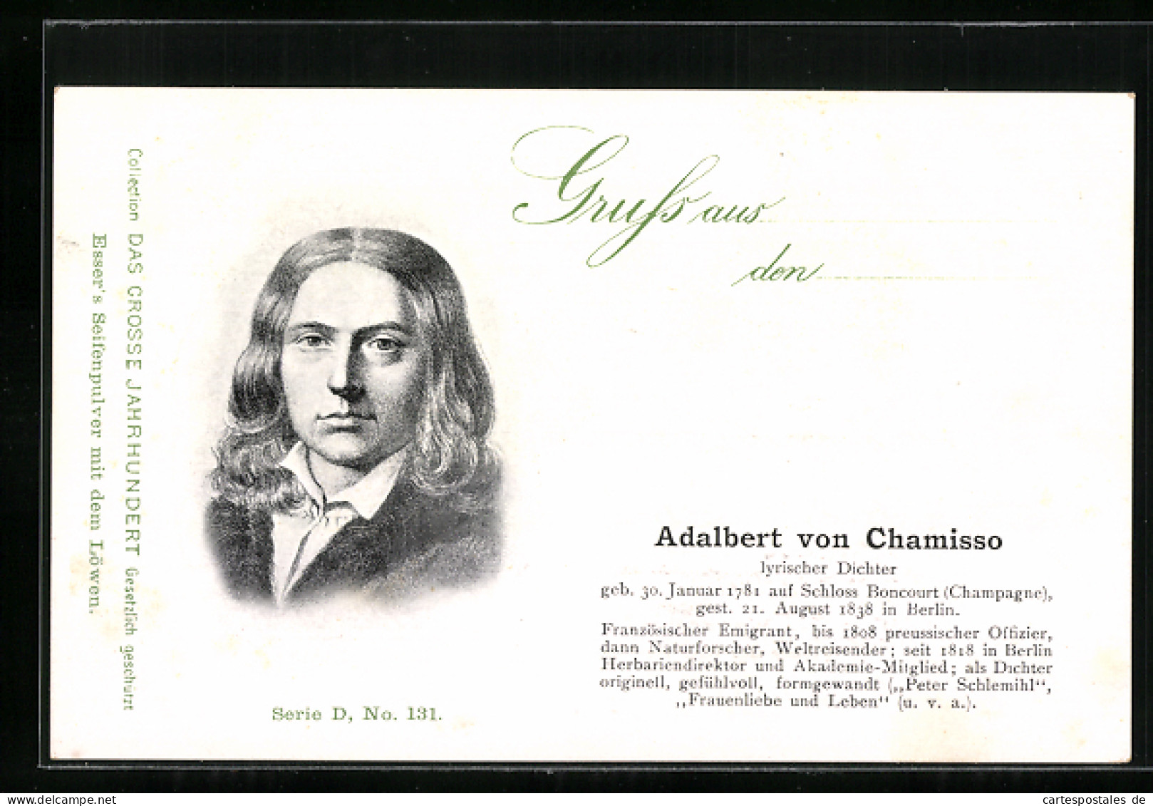 AK Adalbert Von Chamisso, Portrait Und Kurzvita  - Ecrivains