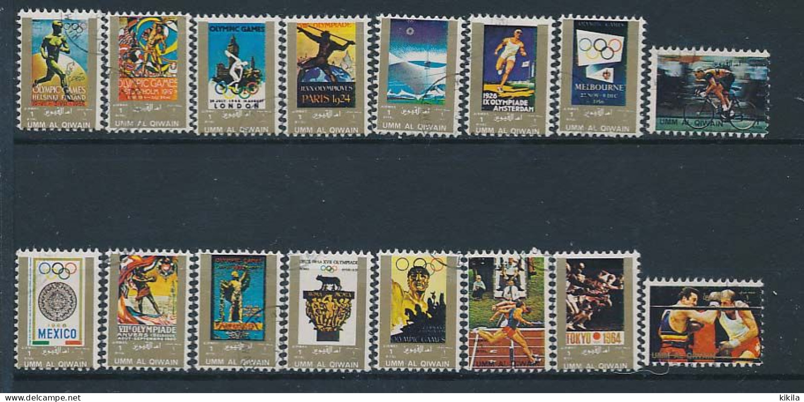 16 Mini-timbres Oblitérés UMM AL QIWAIN Affiches Des Jeux Olympiques D'été  Olympics Games X-7 - Sonstige & Ohne Zuordnung