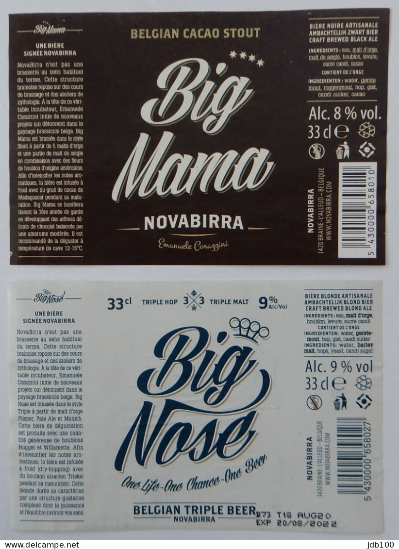 Bier Etiket (7y4), étiquette De Bière, Beer Label, Big Mama & Big Nose Brouwerij Novabirra - Birra