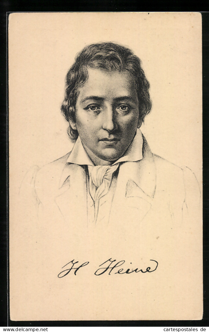 AK Heinrich Heine, Portrait Des Jungen Lyrikers  - Writers