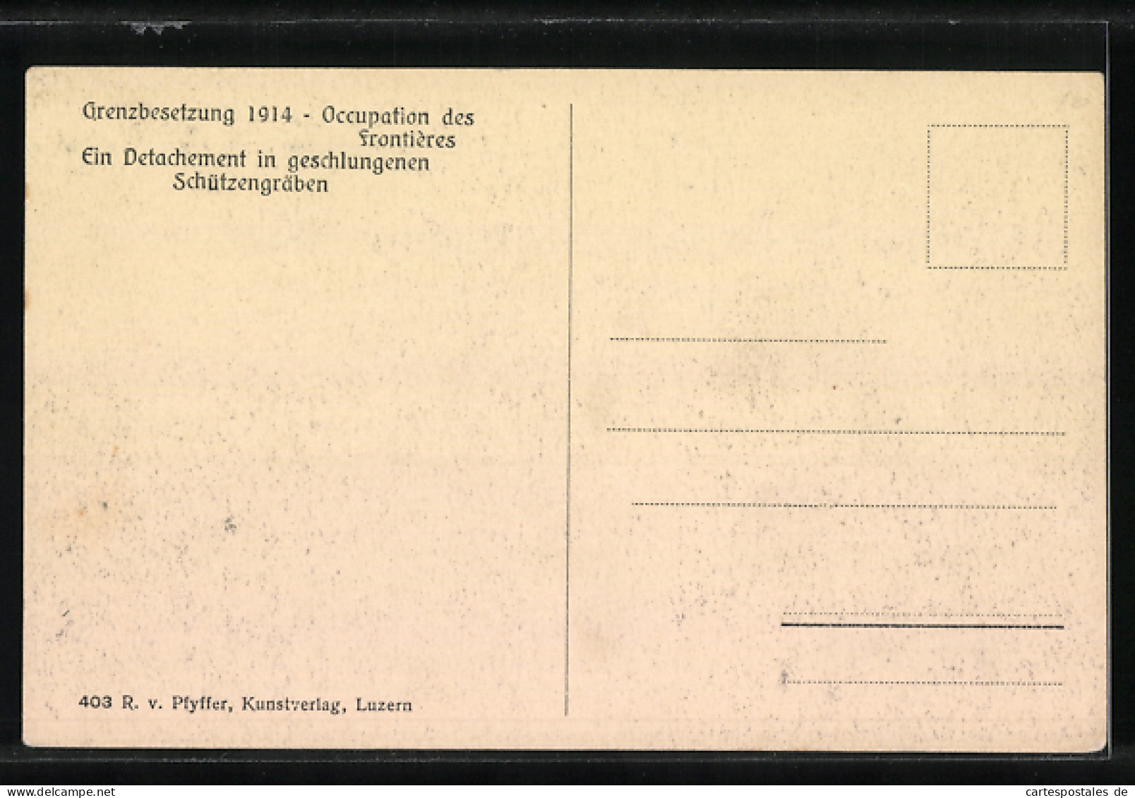 AK Grenzbesetzung 1914, Ein Detachement In Geschlungenen Schützengräben  - Autres & Non Classés