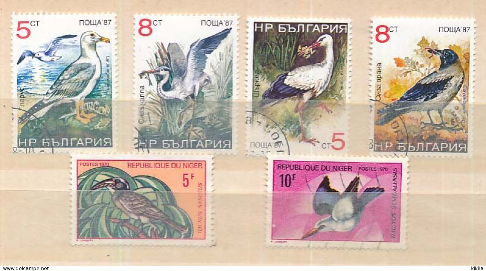 6 Timbres Oblitérés VII-4 OISEAUX  Bulgarie (4) Niger (2) - Other & Unclassified