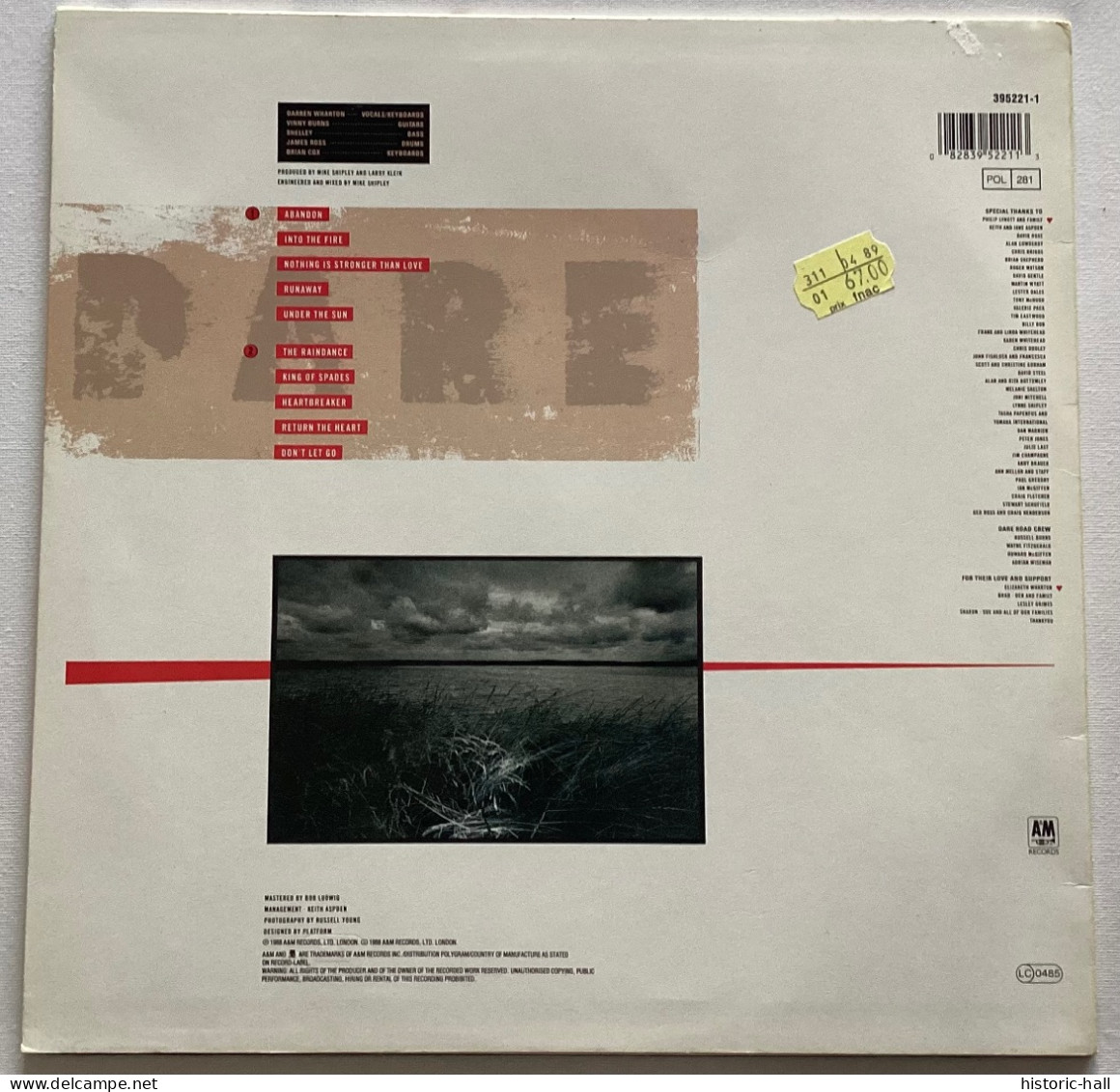 DARE - Out Of Silence - LP - 1988 - German Press - Rock