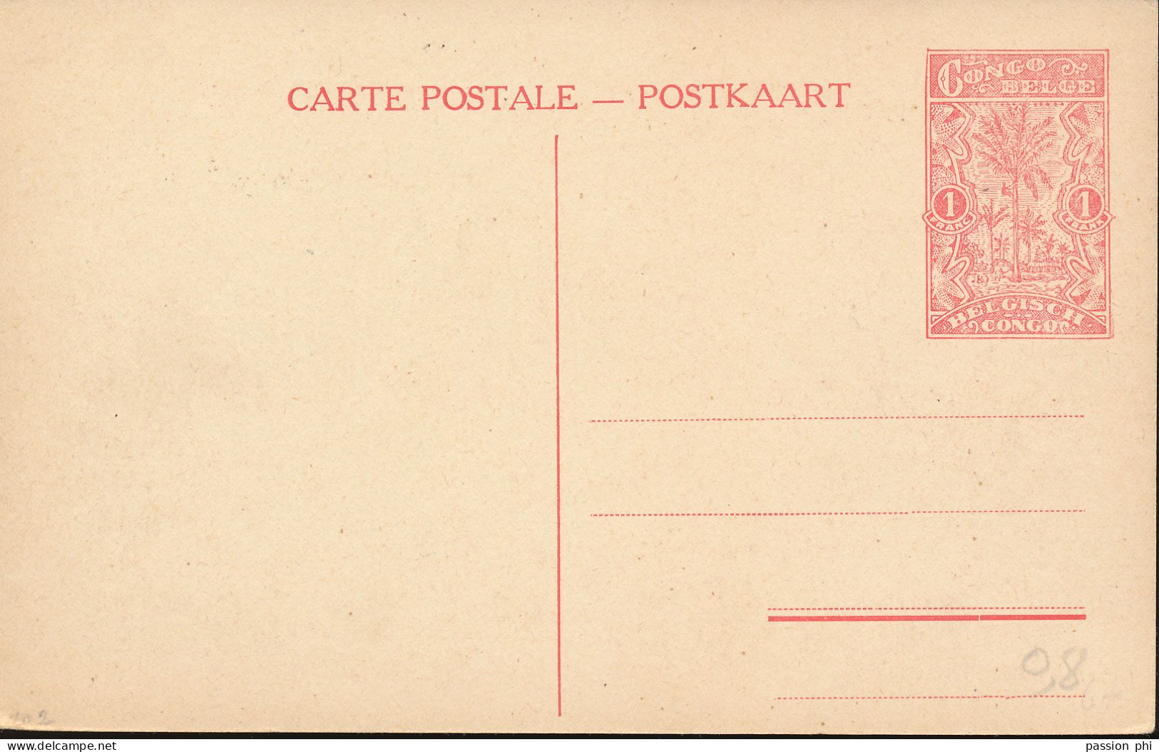 BELGIAN CONGO  PPS SBEP 67 VIEW 28 UNUSED - Interi Postali