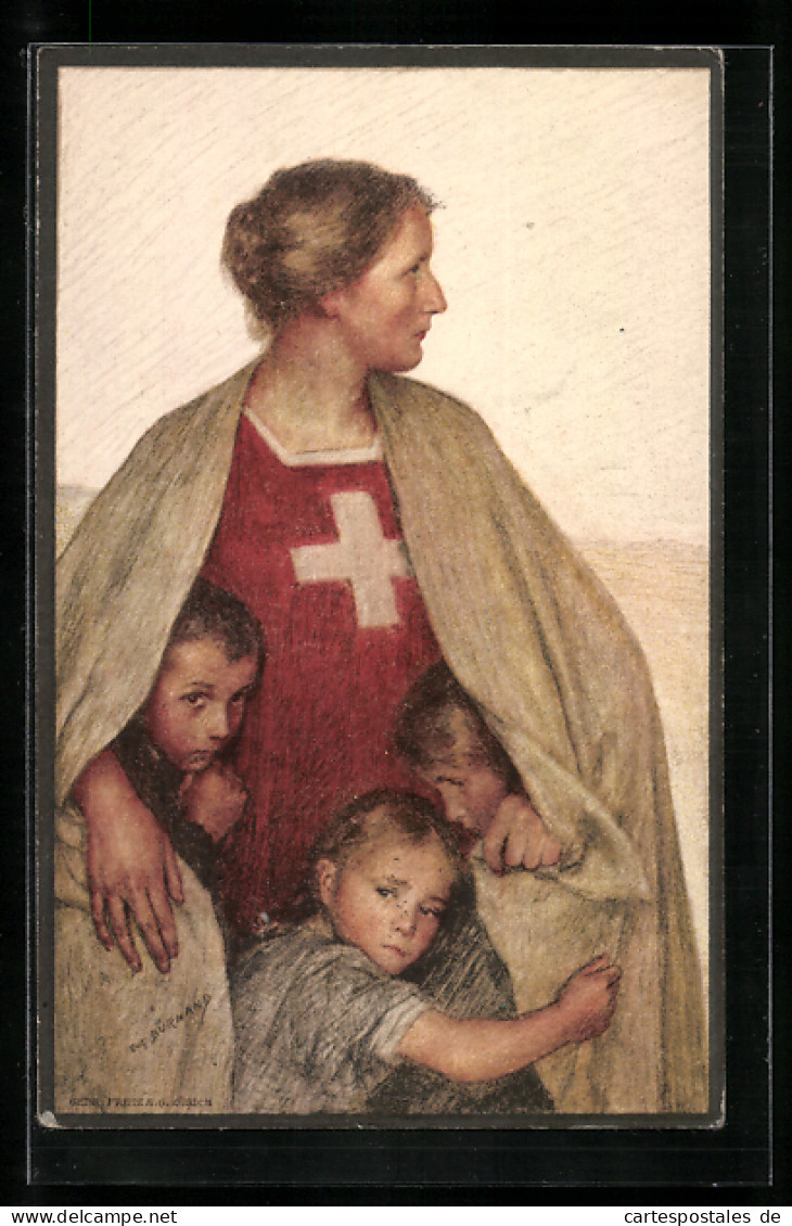 Künstler-AK Schweizer Bundesfeier 1917, Für Das Schweiz. Rote Kreuz, Ganzsache  - Ganzsachen