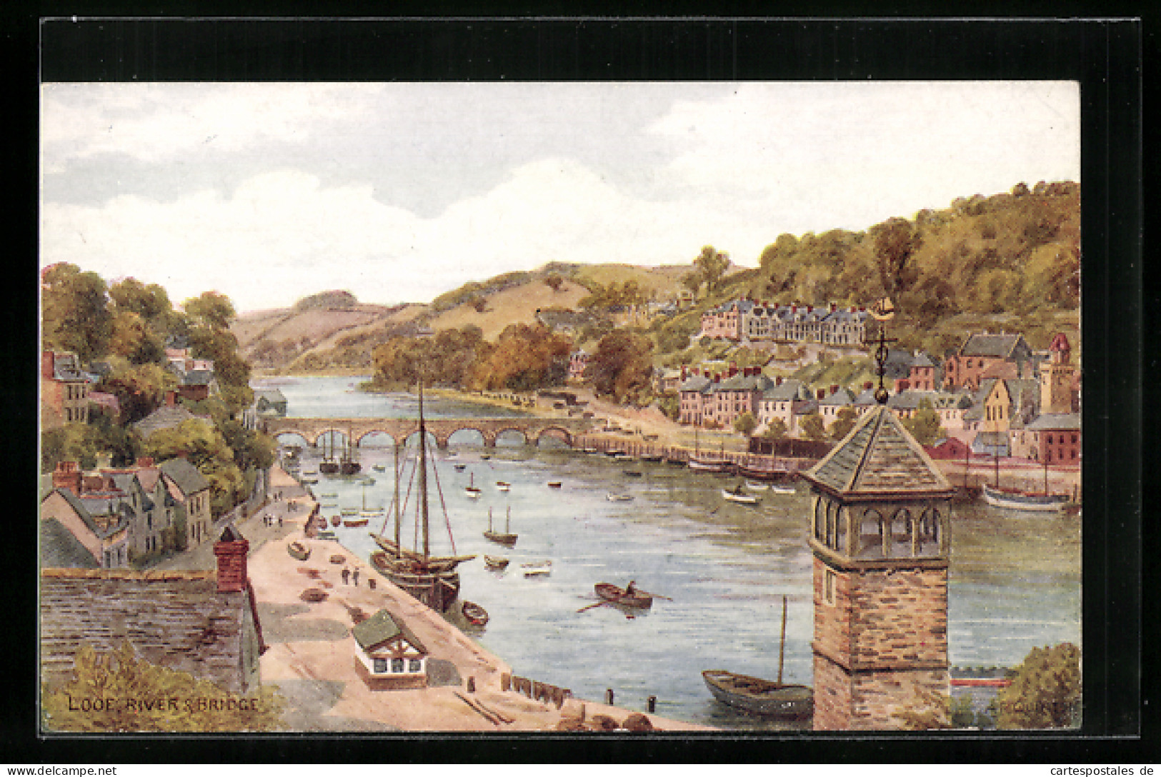 Künstler-AK A. R. Quinton: Looe, River & Bridge  - Other & Unclassified