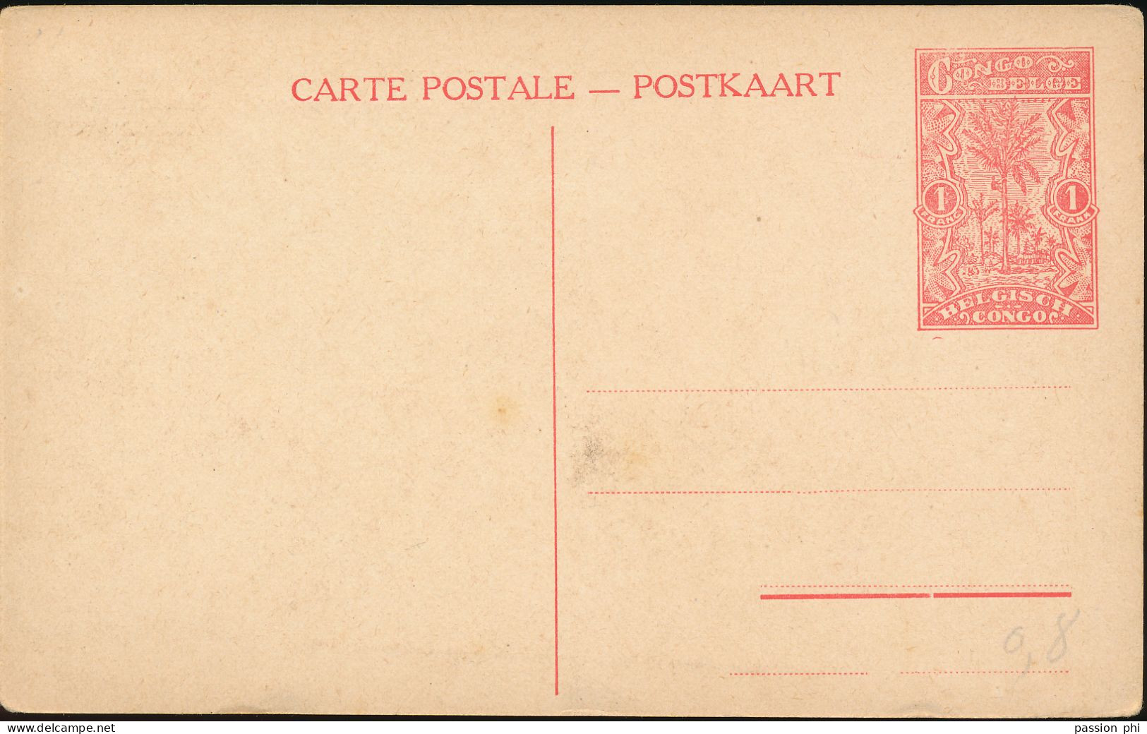 BELGIAN CONGO  PPS SBEP 67 VIEW 21 UNUSED - Interi Postali