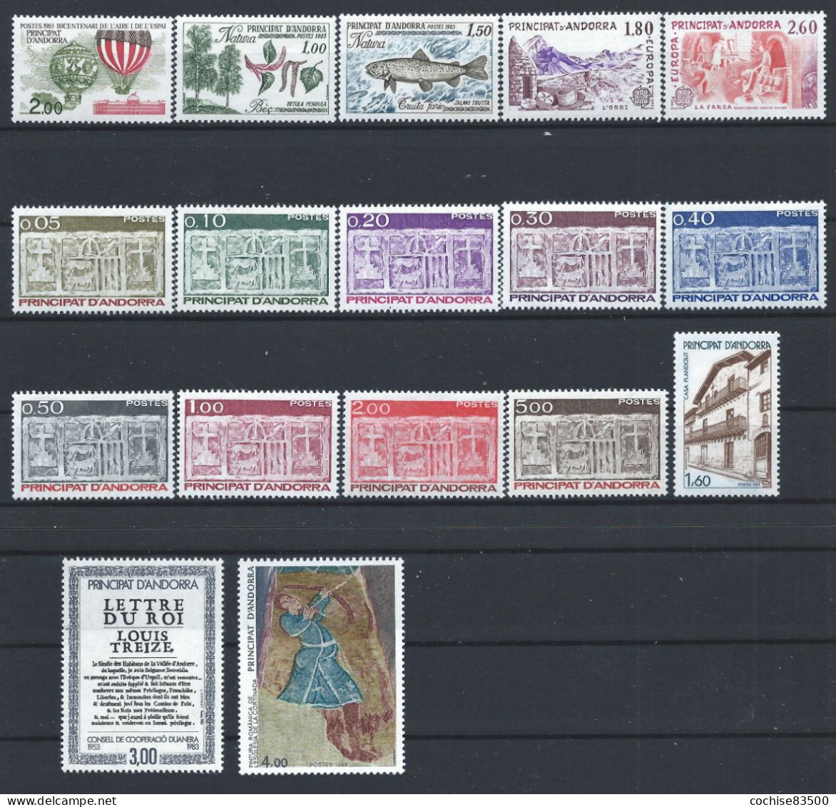 Andorre Lot 17 Tp Neuf** (MNH) Année 1983 - Ganze Jahrgänge