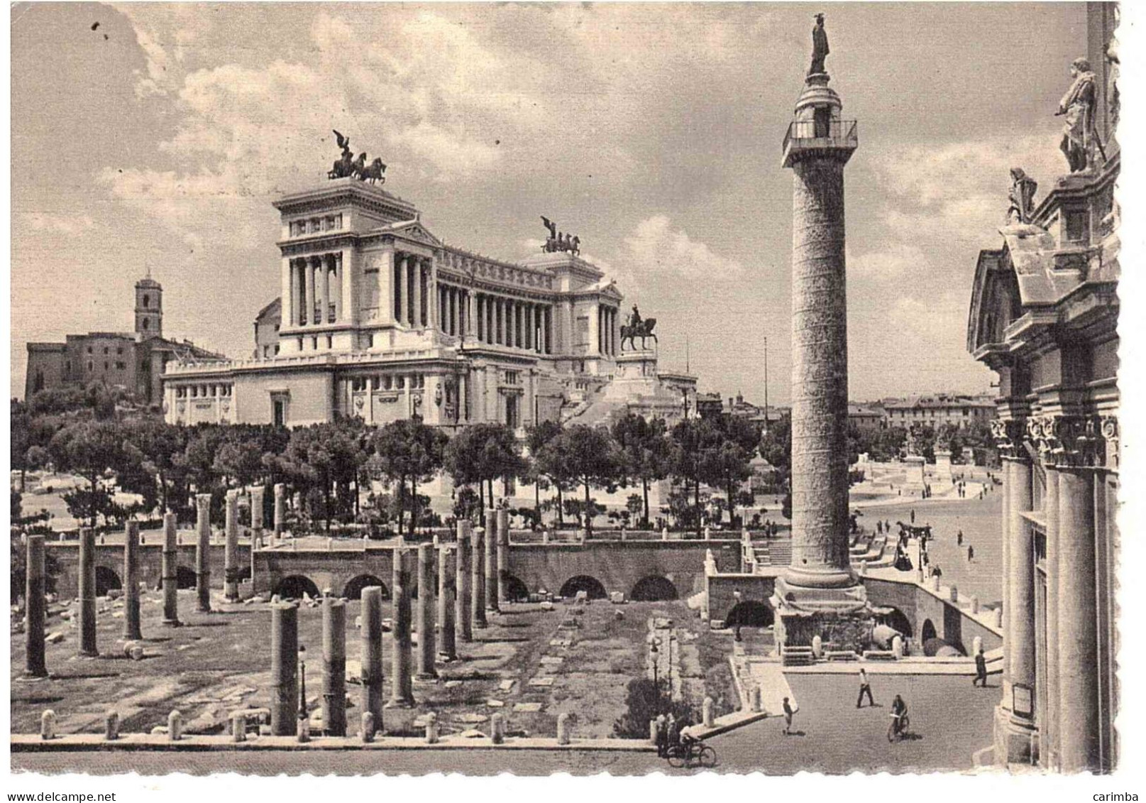 L.25 DEMOCRATICA CARTOLINA X BELGIO ROMA FORO TRAIANO ANNULLO TARGHETTA ORCHIDEA BIANCA - 1946-60: Marcophilie