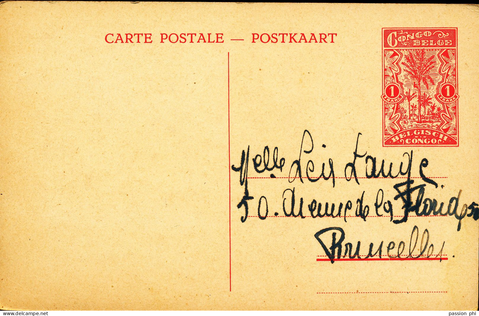 BELGIAN CONGO  PPS SBEP 67 VIEW 1 UNUSED WRITTEN ON THE BACK - Stamped Stationery