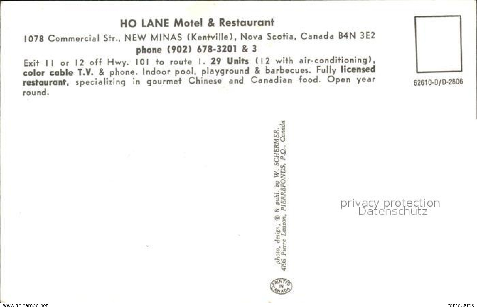 72421743 Nova Scotia Lane Motel Restaurant Nova Scotia - Non Classés