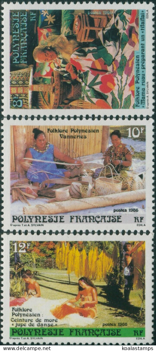 French Polynesia 1986 Sc#444-446,SG485-487 Traditional Crafts Set MNH - Andere & Zonder Classificatie