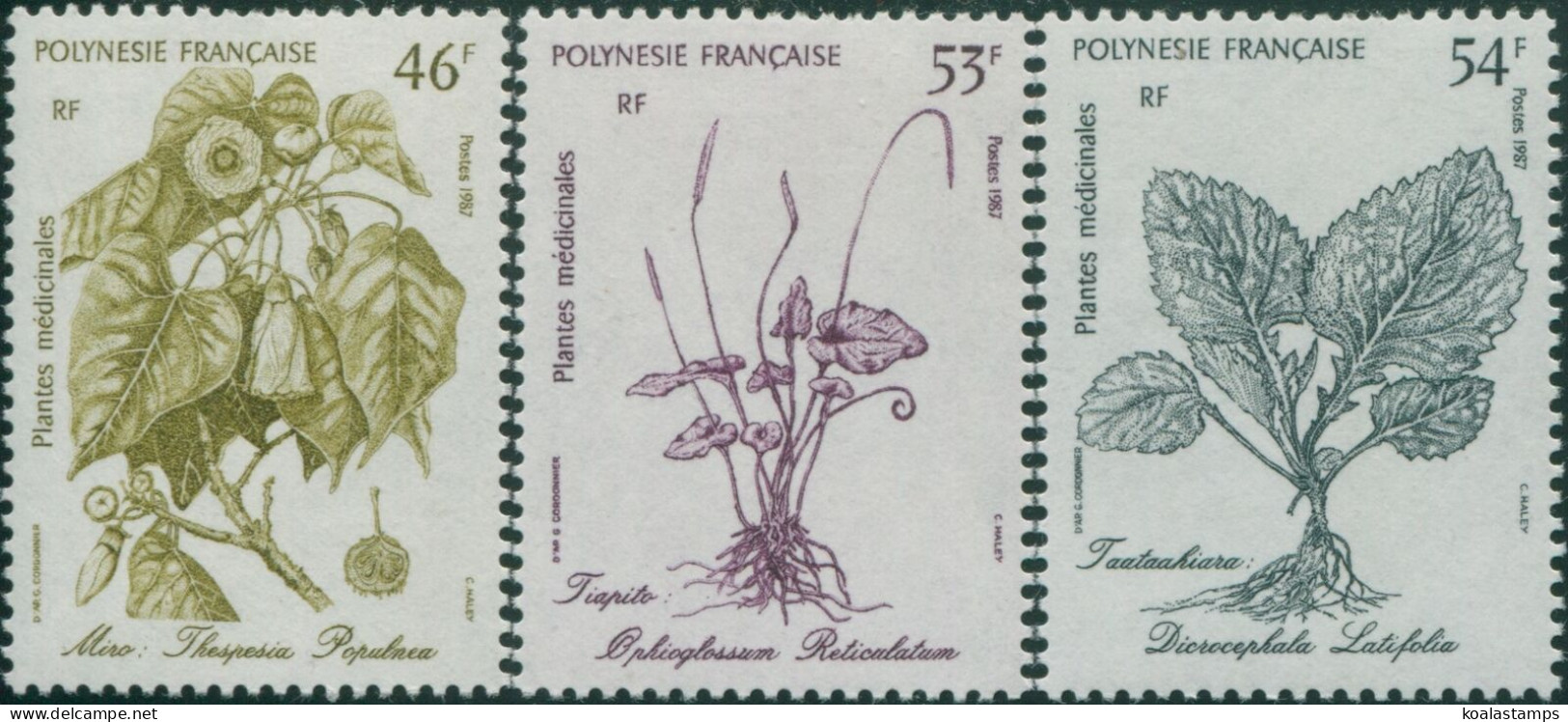 French Polynesia 1987 Sc#465-467,SG514-516 Medicinal Plants Set MNH - Otros & Sin Clasificación