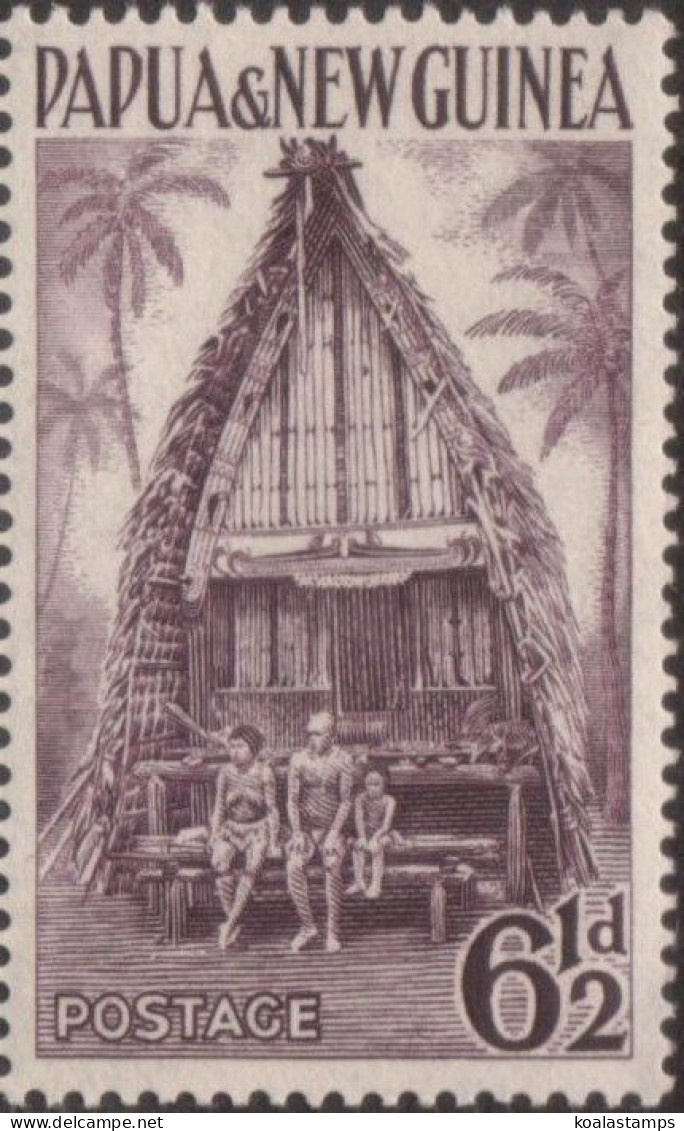 Papua New Guinea 1952 SG7 6½d Kiriwana Chief House MLH - Papúa Nueva Guinea