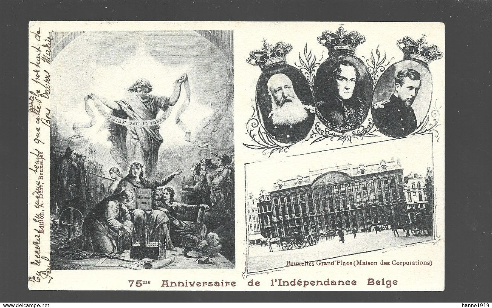 Bruxelles 75me Anniversaire De L' Independance Belge Cachet 1905 Anvers Htje - Feesten En Evenementen