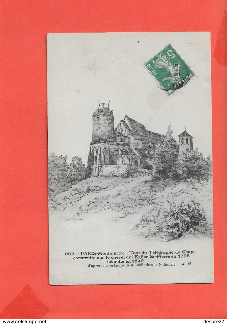 75 PARIS MONTMARTRE Cpa Tour Du Télégraphe De Chape            062 Edit JH - District 18