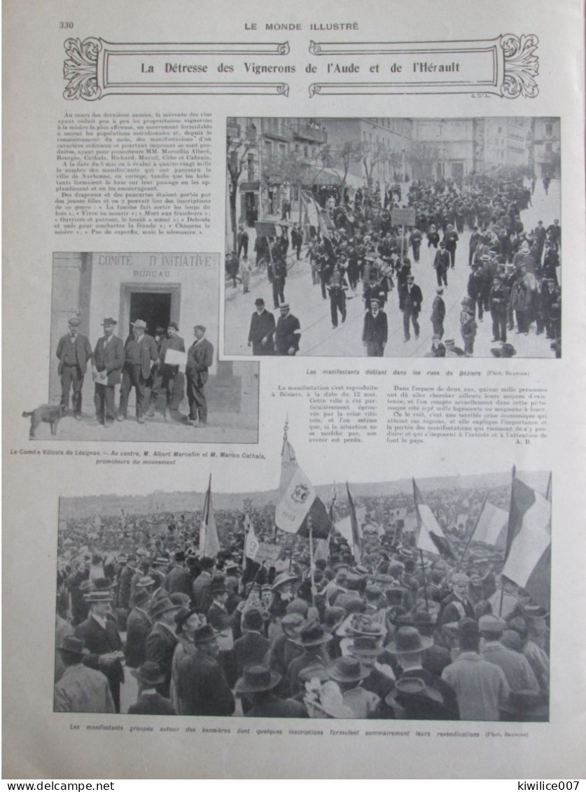 1907 BEZIERS  LESIGAN Comité Viticole  Manifestation Vin Vigne Crise Revendications - Unclassified