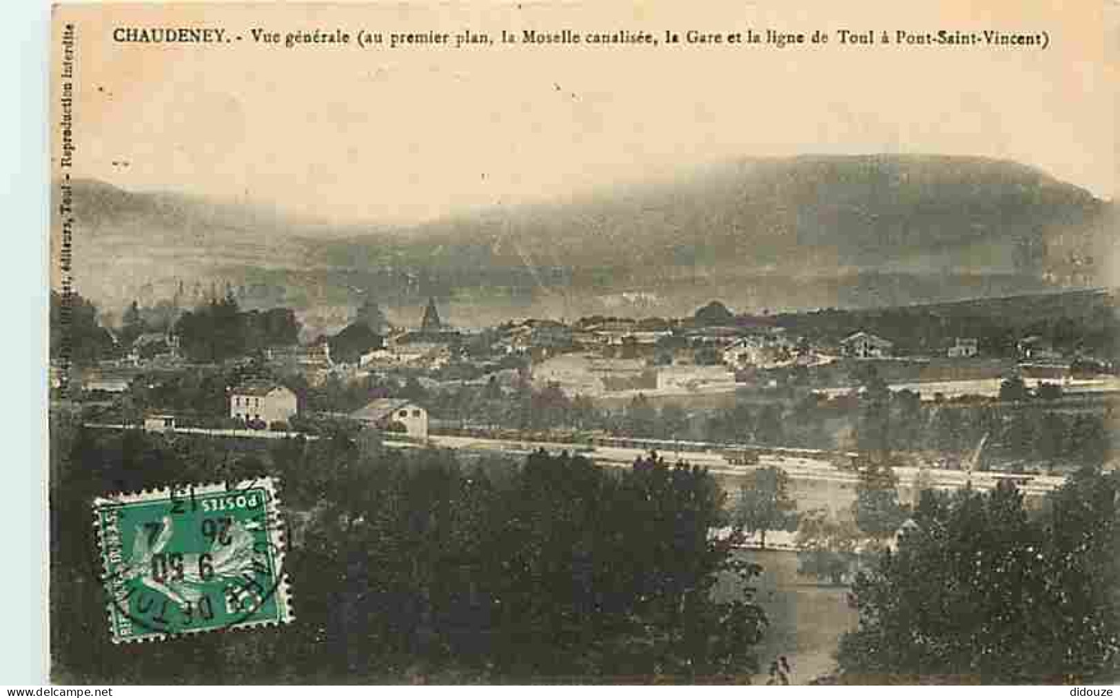 54 - Chaudeney - Vue Générale - Au 1e Plan La Moselle Canalisée - La Gare Et La Ligne De Toul à Pont St Vincent - CPA -  - Sonstige & Ohne Zuordnung