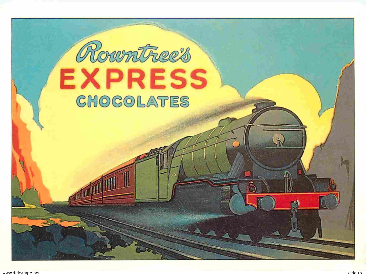 Trains - Trains - Art Peinture Illustration - Illustrateur Robert Opie - Rowntree's Express Chocolates - CPM - Etat Trac - Eisenbahnen