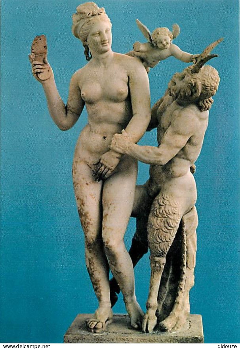 Grèce - Athènes - Athína - Le Musée National Archéologique - Venus, Pan Et Eros - Nu - Statue - Femme Aux Seins Nus - An - Grèce