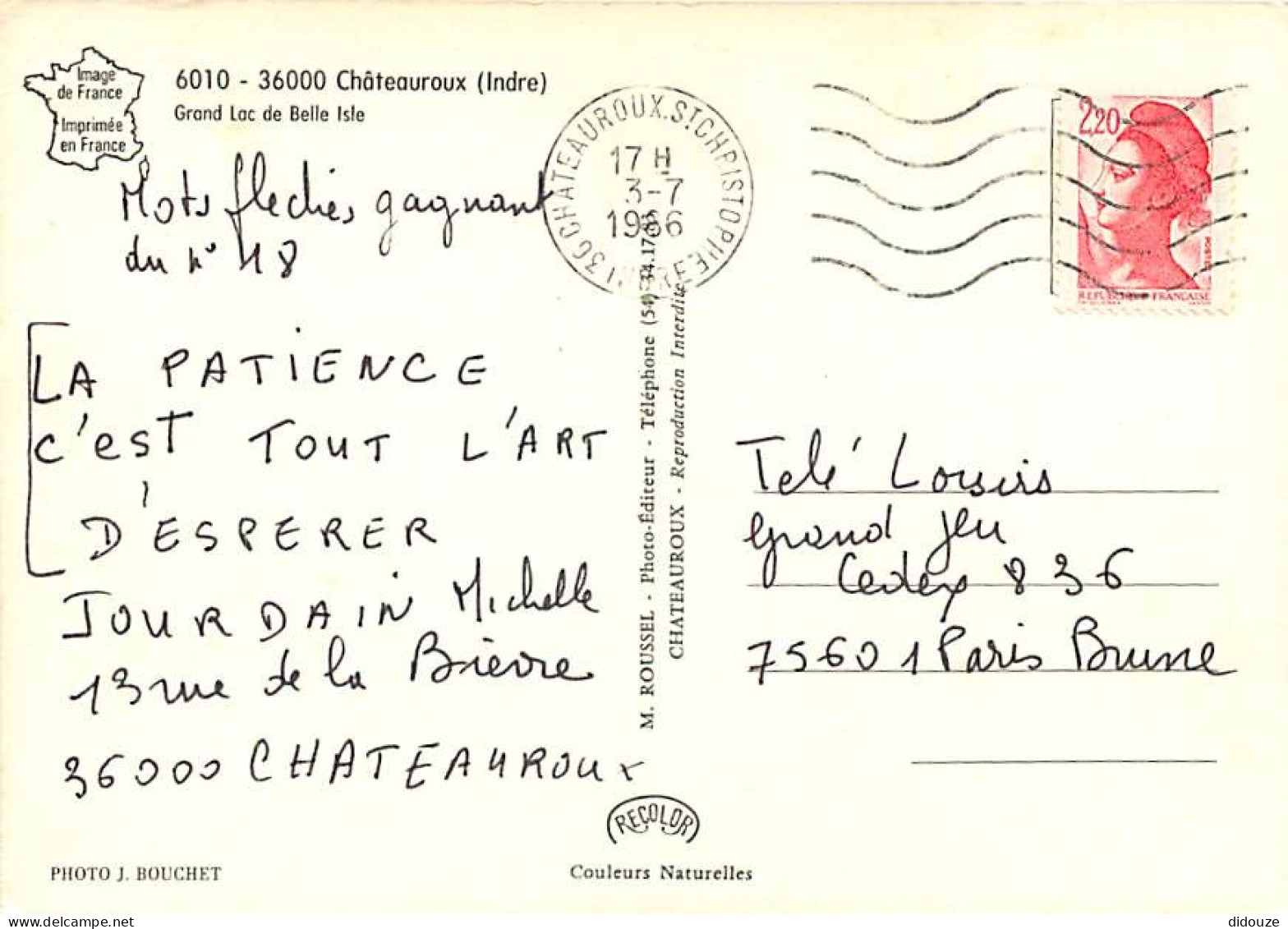 36 - Chateauroux - Grand Lac De Belle Isle - Etat Pli Visible - CPM - Voir Scans Recto-Verso - Chateauroux