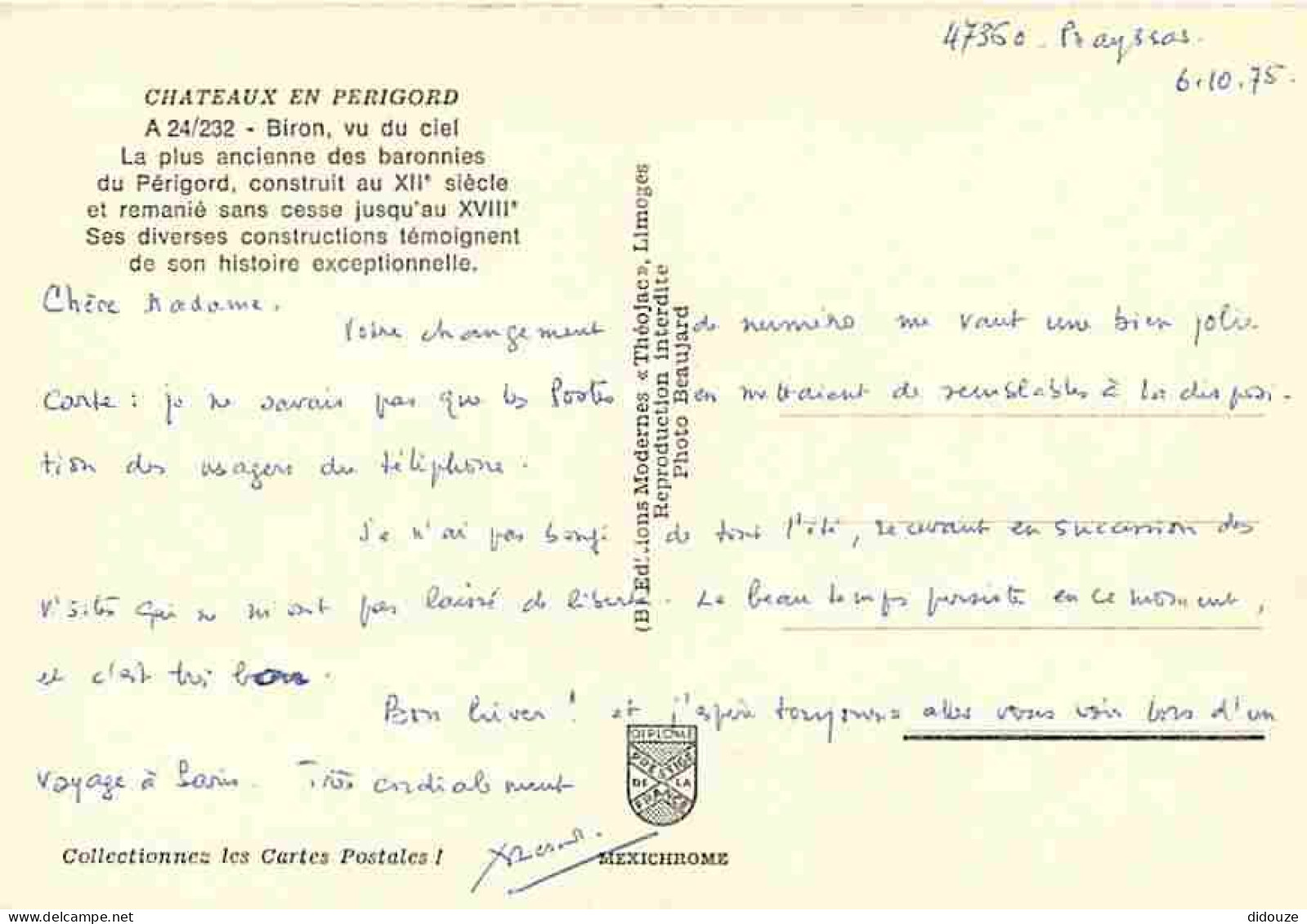 24 - Biron - Le Château Et Le Village - Vue Aérienne - CPM - Voir Scans Recto-Verso - Autres & Non Classés