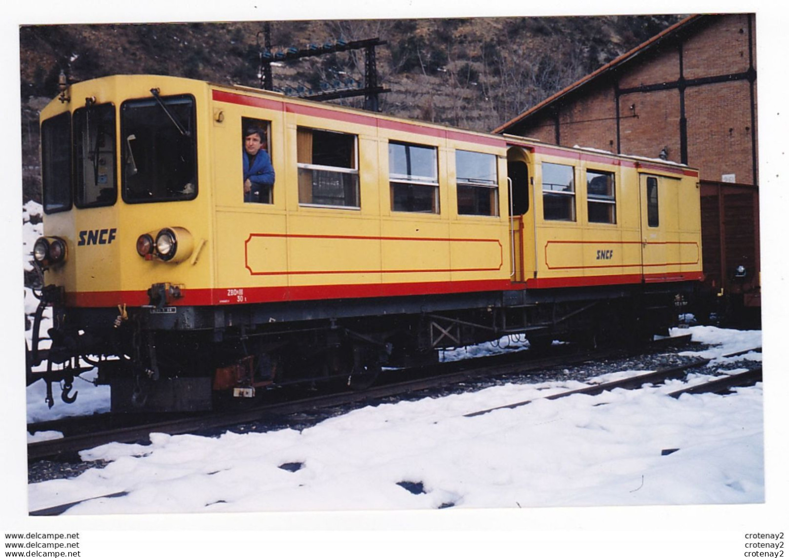 PHOTO Originale TRAINS Wagon SNCF Du TRAIN JAUNE De CERDAGNE Non Datée - Treinen