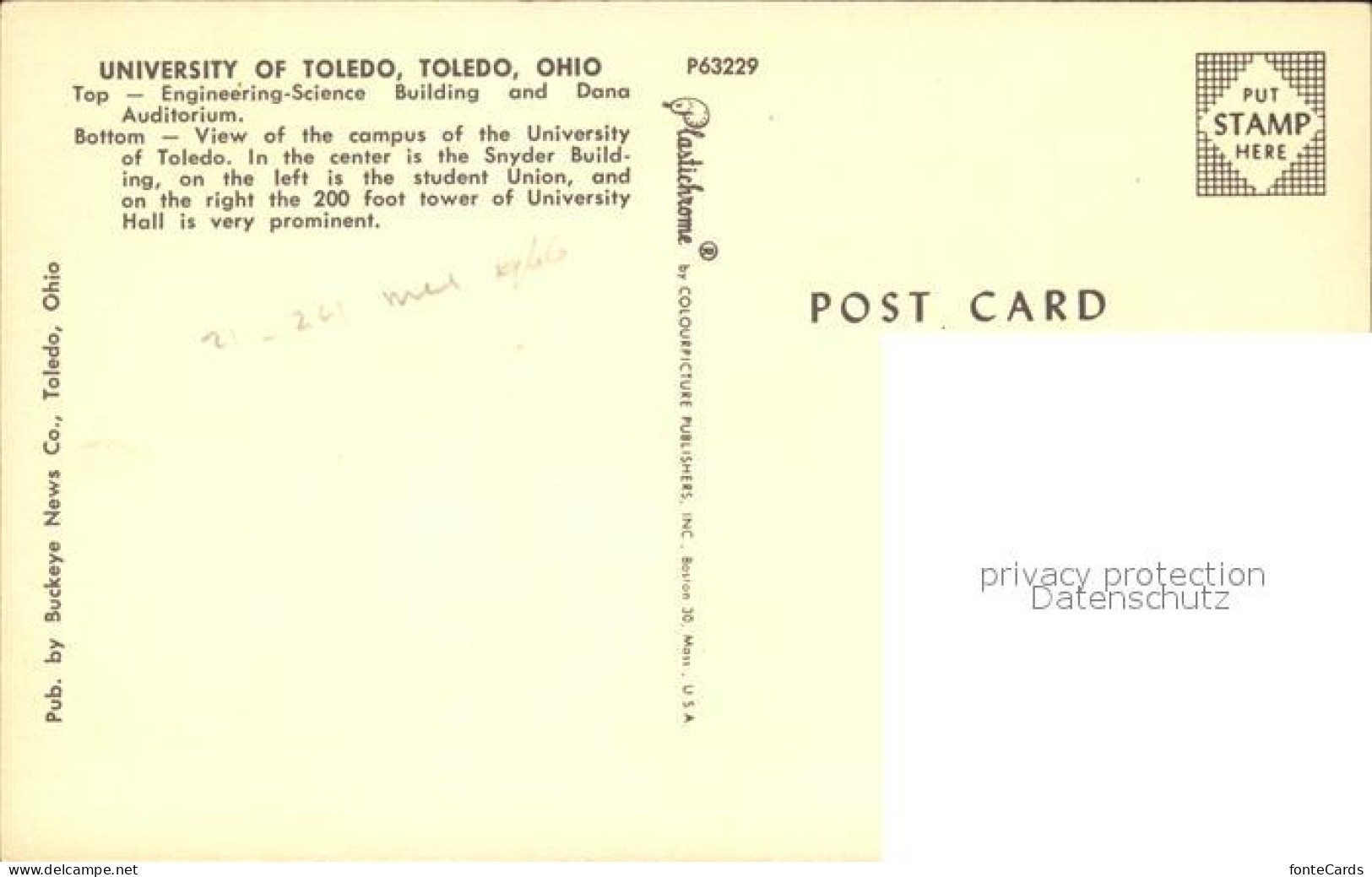 72414182 Toledo Ohio University Building Toledo Ohio - Andere & Zonder Classificatie