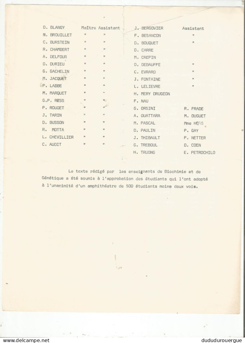 MAI 1968: TRACT : SUITE A L ENTREE DES FORCES DE POLICE DANS L ENCEINTE DE L UNIVERSITE ....... - Ohne Zuordnung