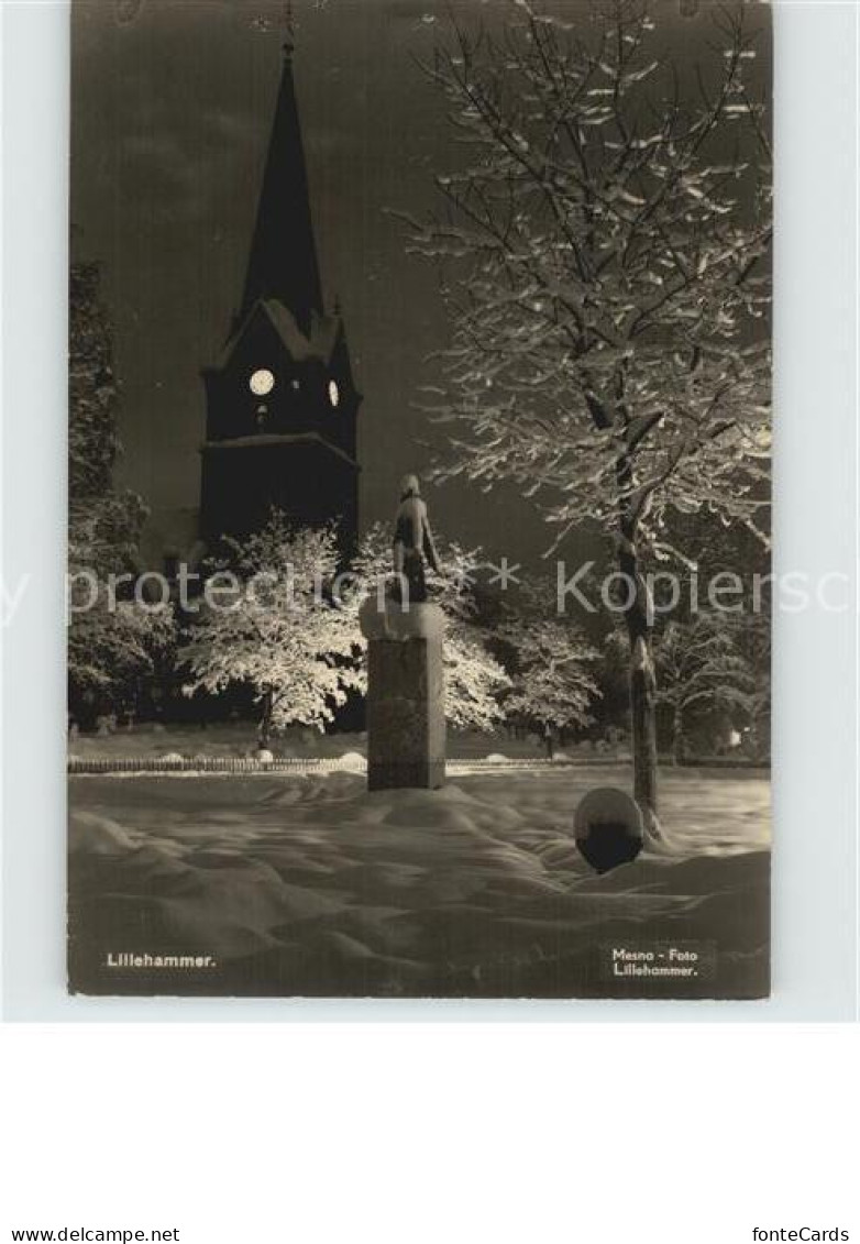 72412766 Lillehammer Denkmal Kirche Im Winter Nachtaufnahme Lillehammer - Norway