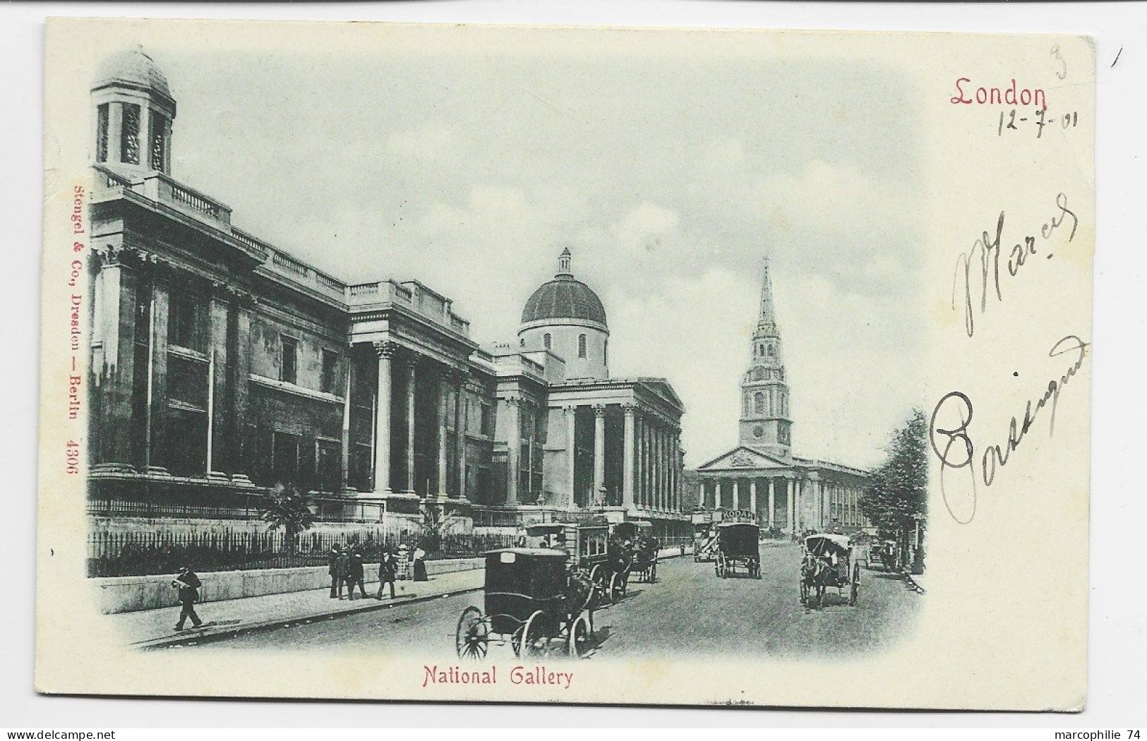 ENGLAND ONE HALF PENNY SOLO CARD LONDON 1901 BECOLES  TO FRANCE - Brieven En Documenten