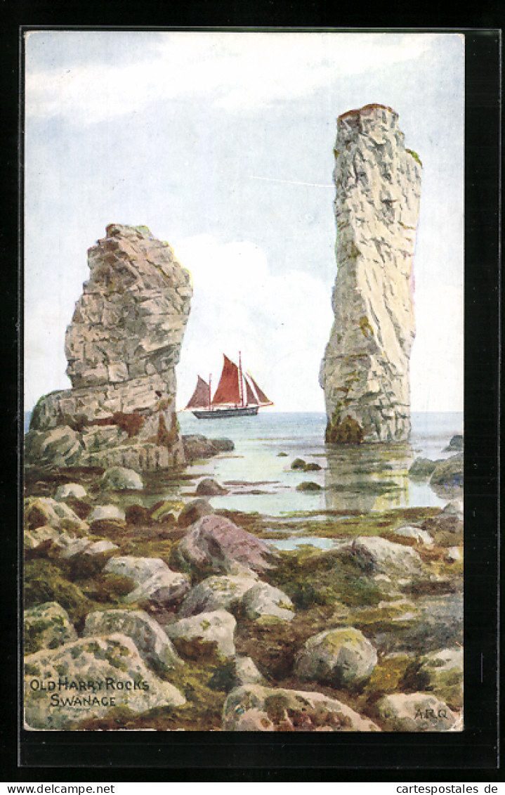 Künstler-AK A. R. Quinton: Swanage, Old Harry Rocks  - Autres & Non Classés