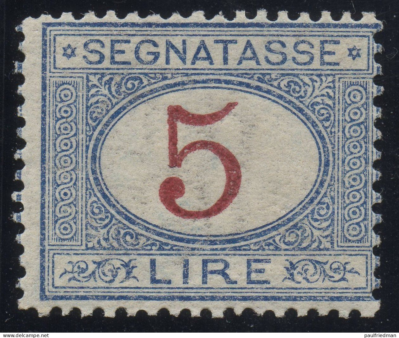 Regno 1903 - Segnatasse 5 Lire  - Nuovo Gomma Integra - MNH** - Strafport