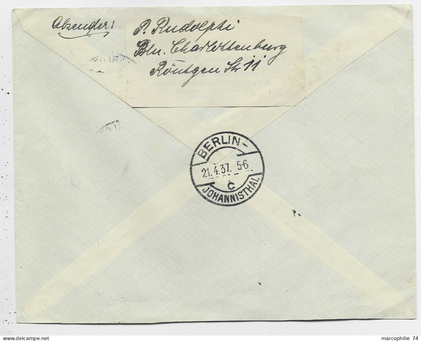 GERMANY REICH 6CX2+12CX2+2CX2 LETTRE COVER BRIEF REC BERLIN CHARLOTTENBURG 20.4.1937 TO GERMANY - Covers & Documents